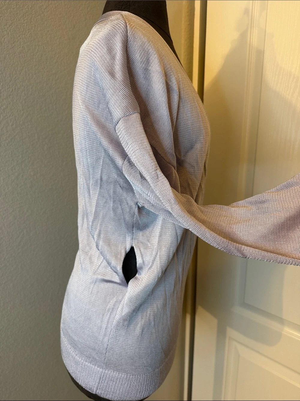 Free People Veronica Long Sleeve Viscose Dusty Lavender Wrap V-Neck Sweater Smal
